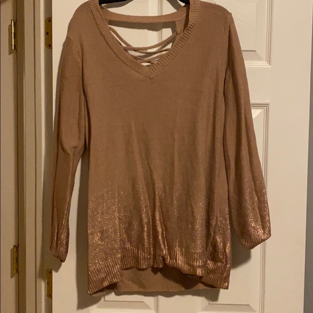 Pink metallic sweater